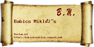 Babics Miklós névjegykártya