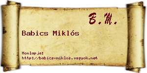 Babics Miklós névjegykártya