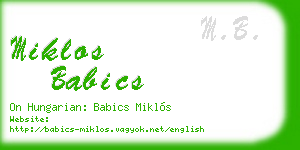 miklos babics business card